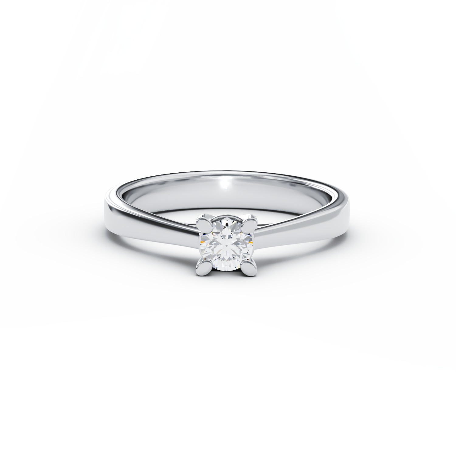 Inel de logodna din aur alb cu un diamant solitaire de 0.15ct