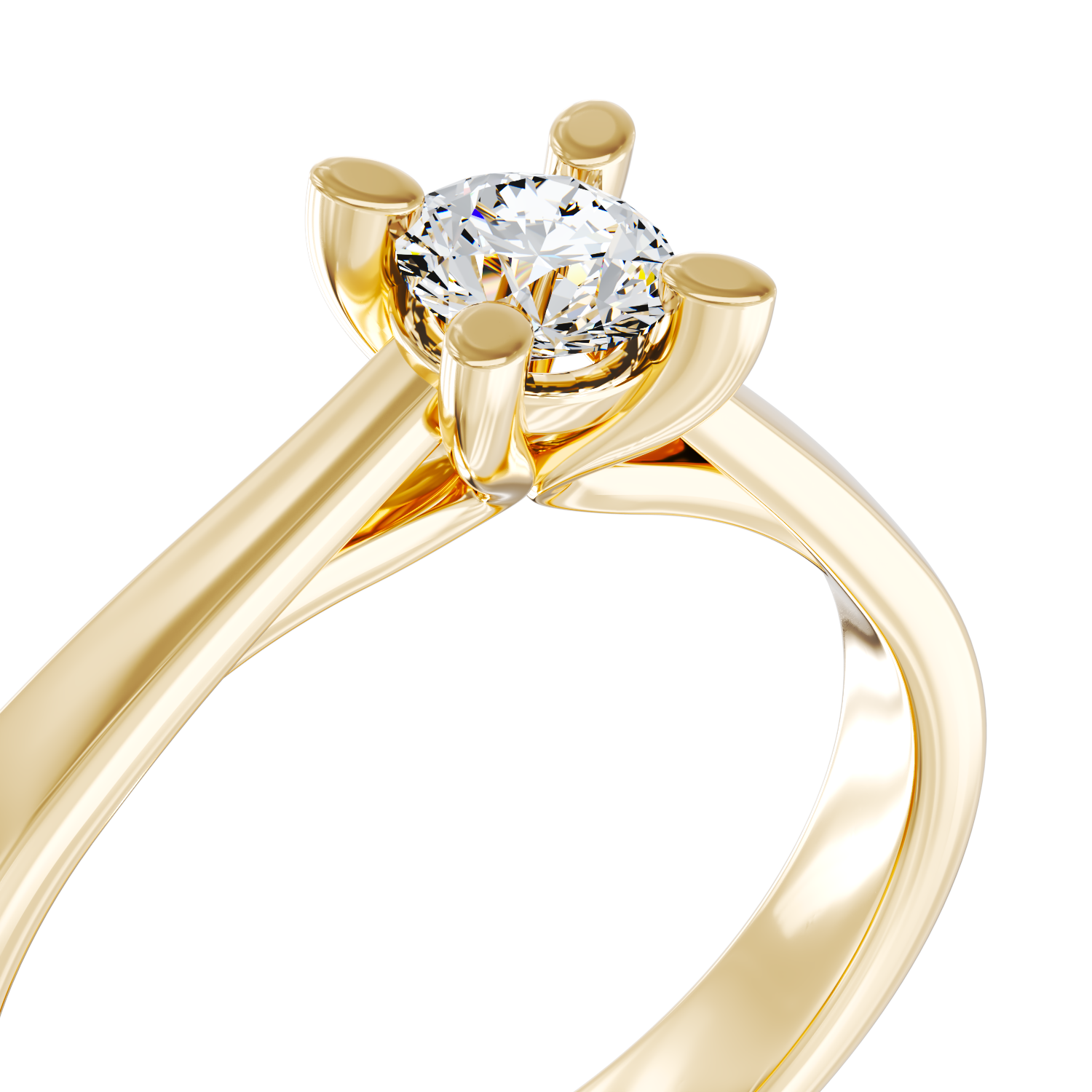 Inel de logodna din aur galben de 14K cu un diamant solitaire de 0.15ct