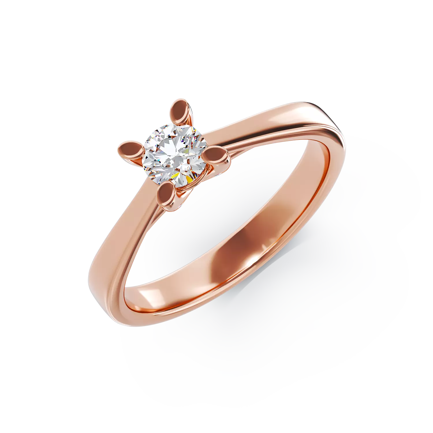 14K rózsaszín arany eljegyzési gyűrű 0.15ct pasziánsz gyémánttal