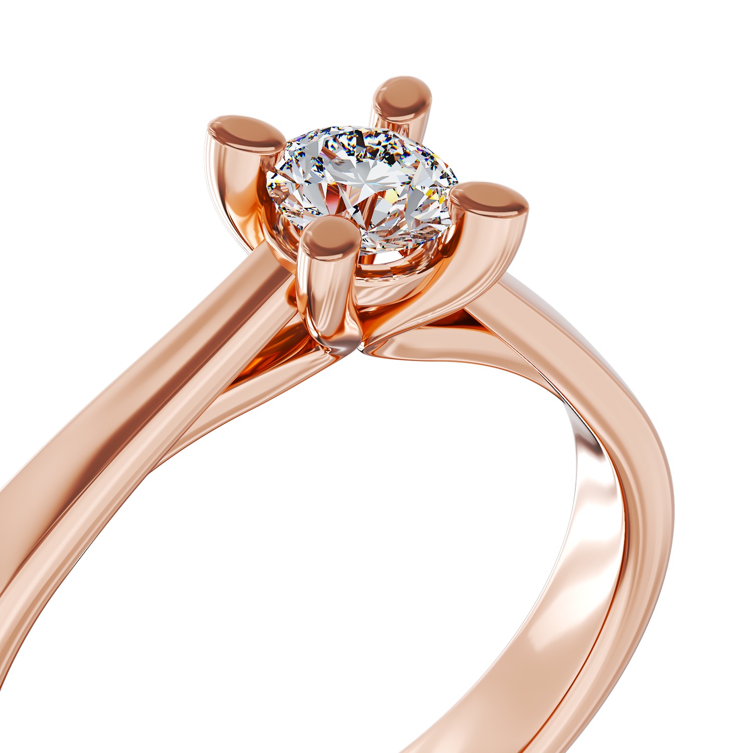 14K rózsaszín arany eljegyzési gyűrű 0.15ct pasziánsz gyémánttal