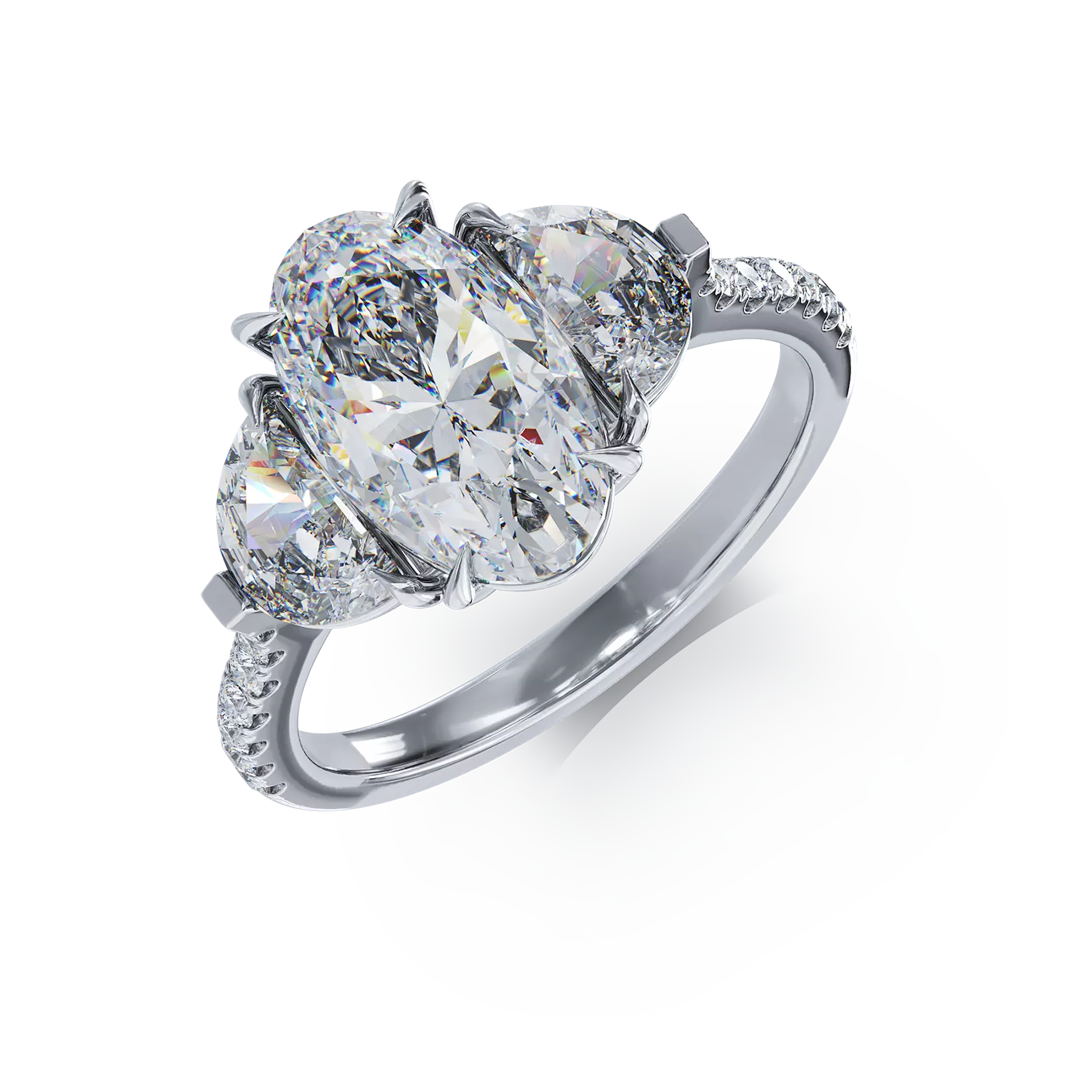 Inel din aur alb de 18K cu diamant de 2ct si diamante de 0.99ct