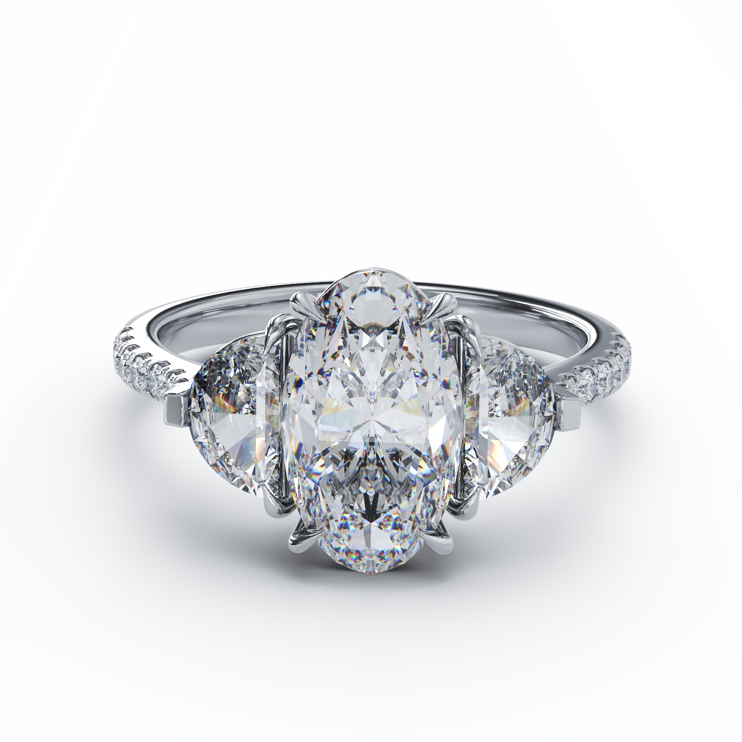 18K fehérarany gyűrű 2ct gyémánttal és 0.99ct gyémántokkal