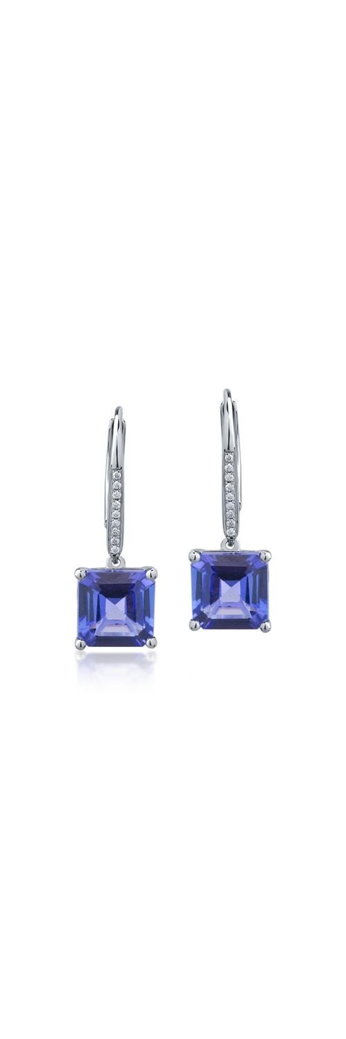 18K white gold earrings with 5.87ct tanzanites and 0.07ct diamonds