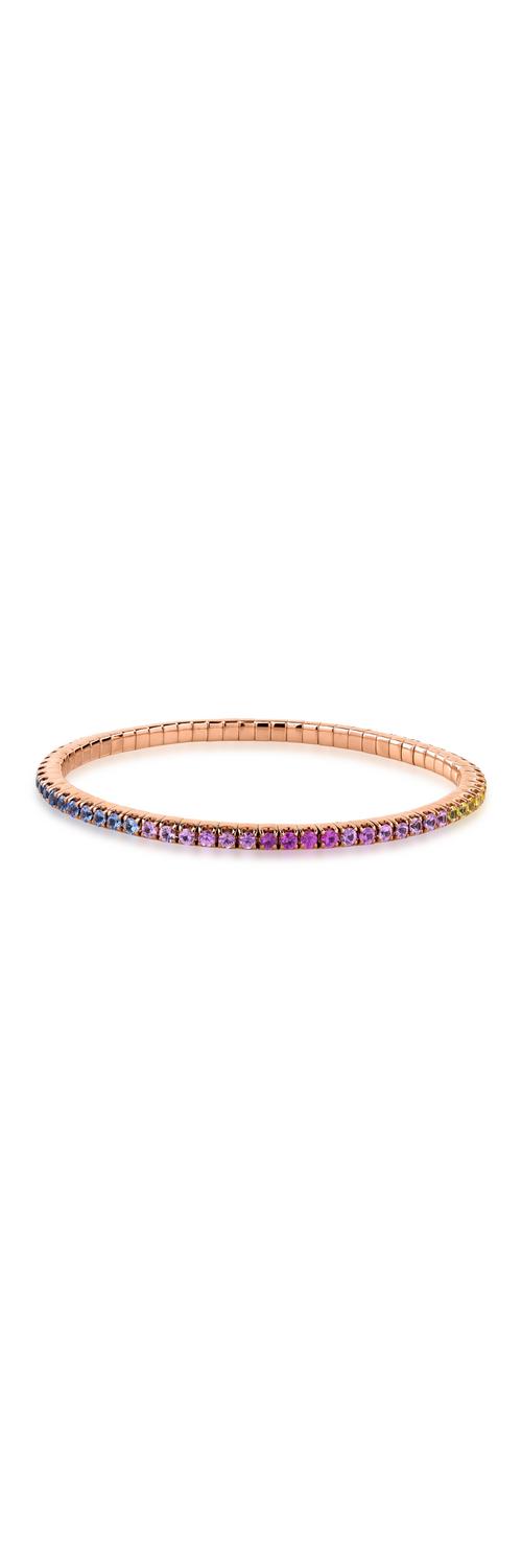 18K rose gold tennis bracelet with 4.05ct multicolored sapphires