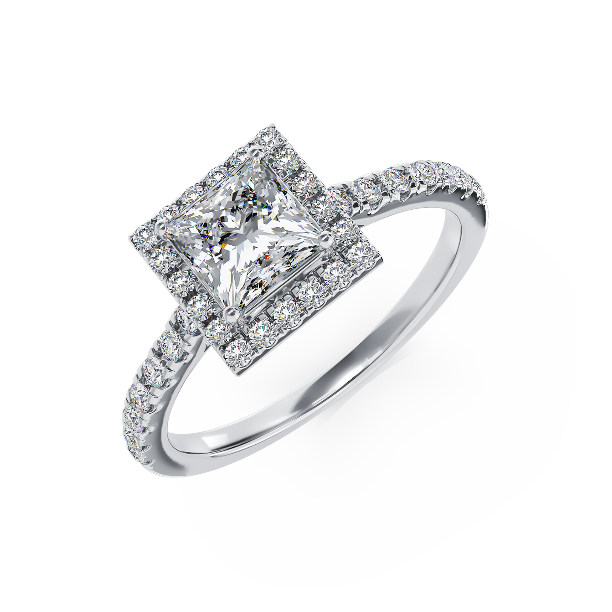 Pierścionek zaręczynowy z 18K białego złota z diamentem o masie 0.8ct i brylantami o masie 0.38ct