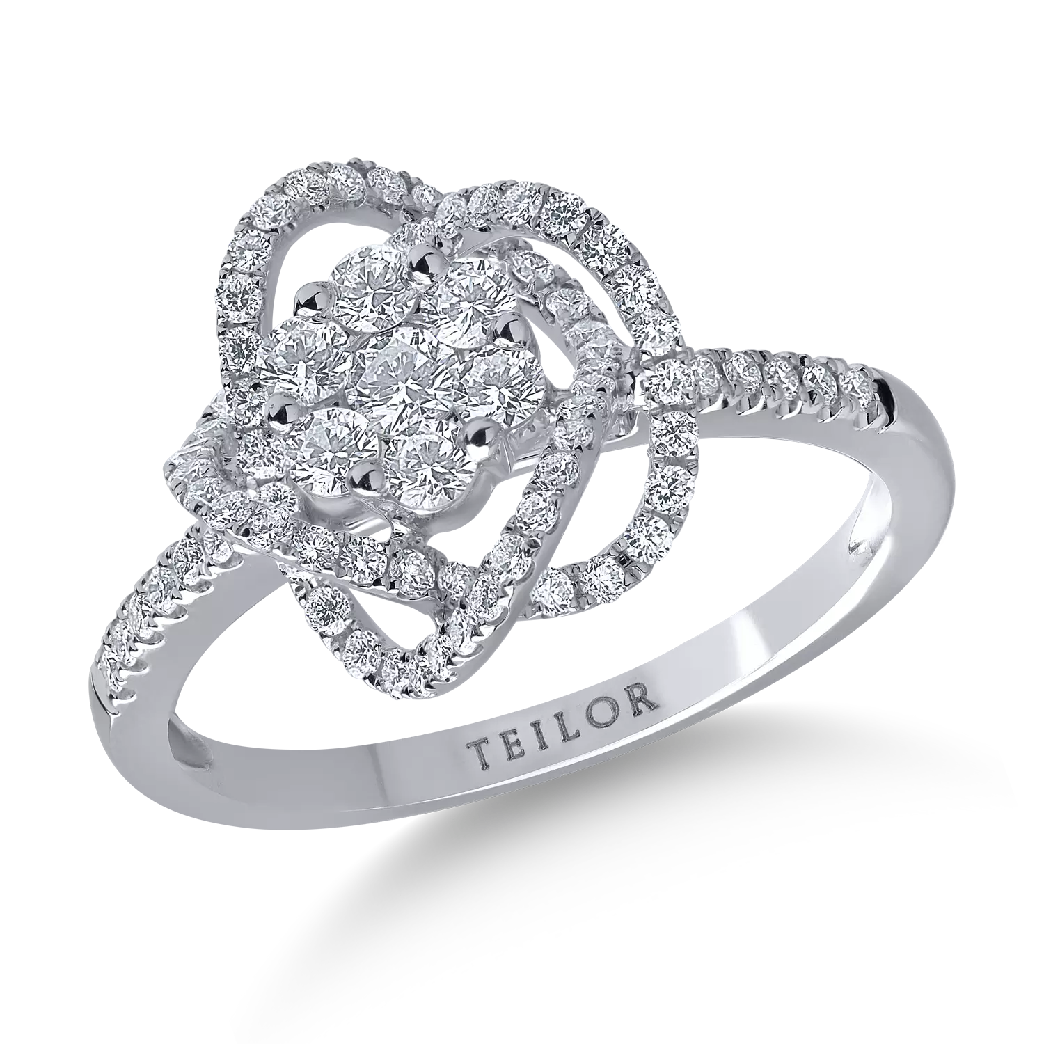 18K fehérarany gyűrű 0.614ct gyémántokkal