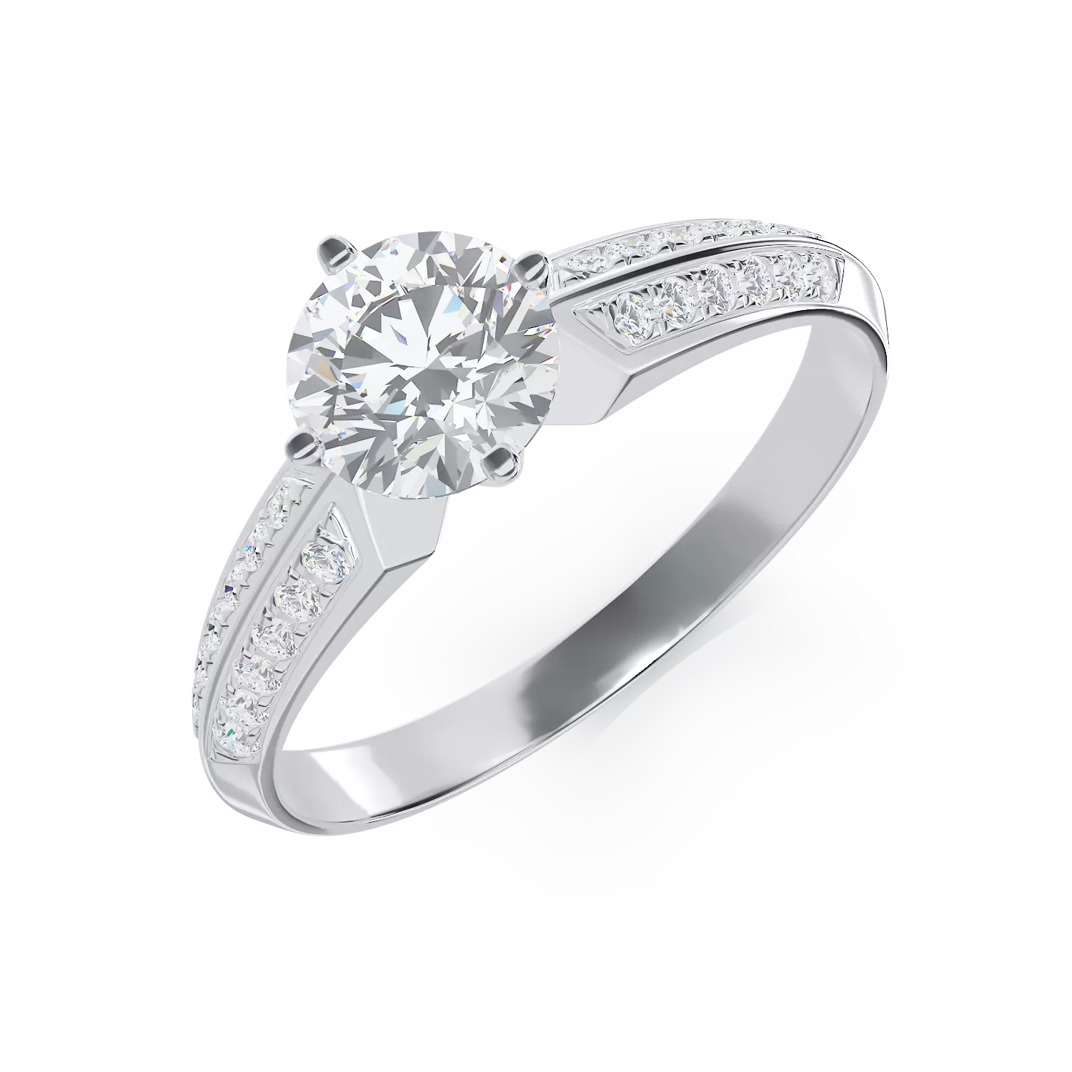 18K white gold engagement ring with 0.59ct diamond and 0.09ct diamonds
