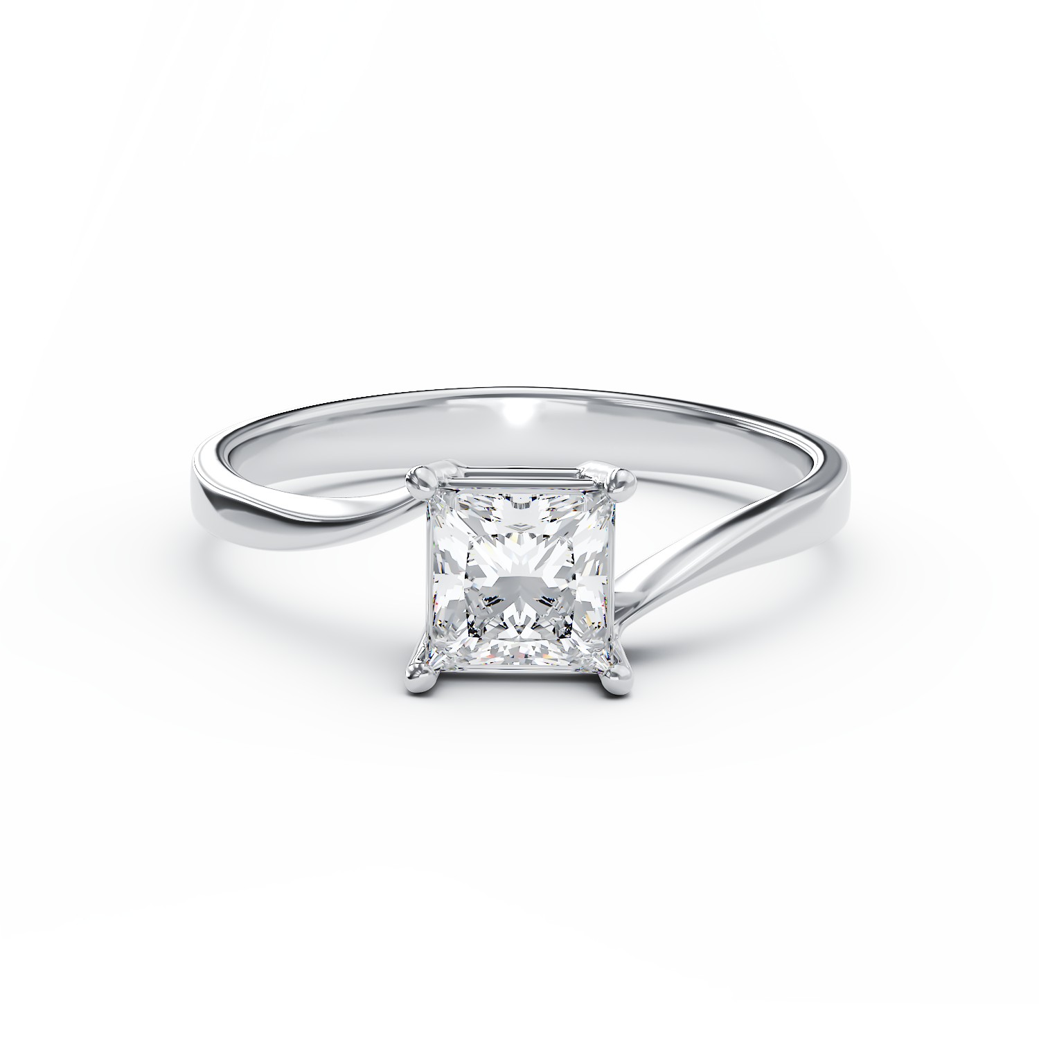 Годежен пръстен от бяло злато 18K с диамант от пасианс 0.7ct