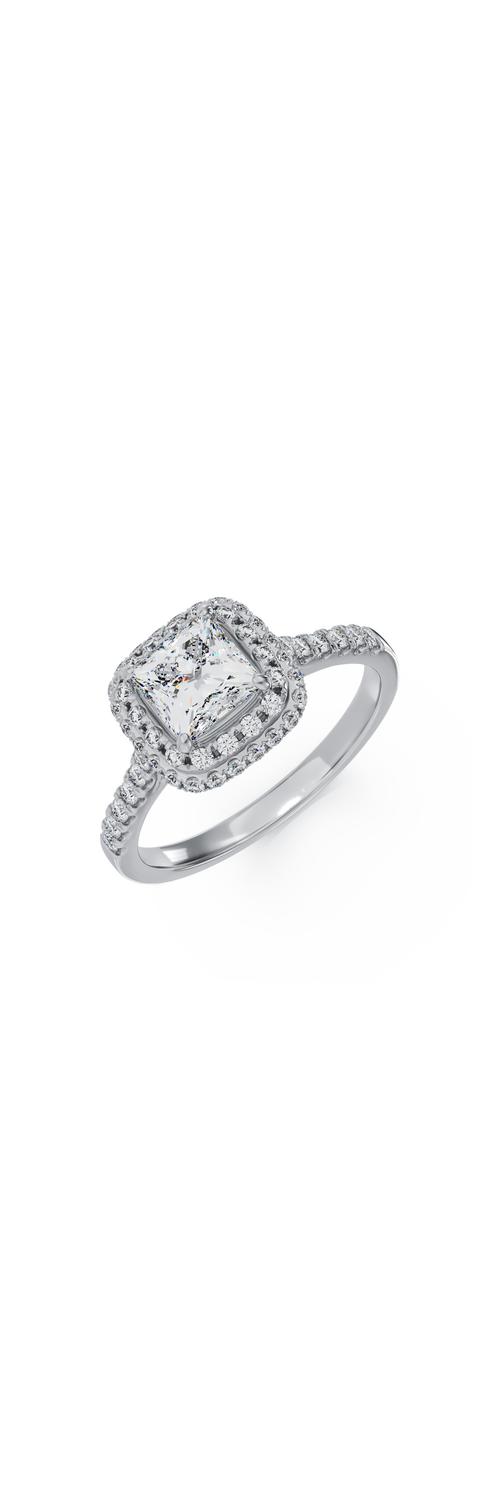 18K white gold engagement ring with 1.01ct diamond and 0.39ct diamonds