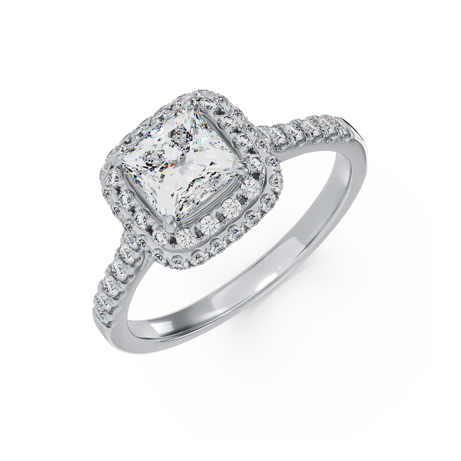18K fehérarany eljegyzési gyűrű 1.01ct gyémánttal és 0.39ct gyémántokkal