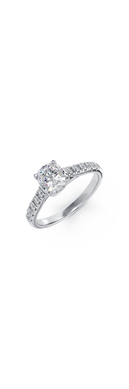 Годежен пръстен от 18K бяло злато с 0.94ct диамант и 0.22ct диаманти