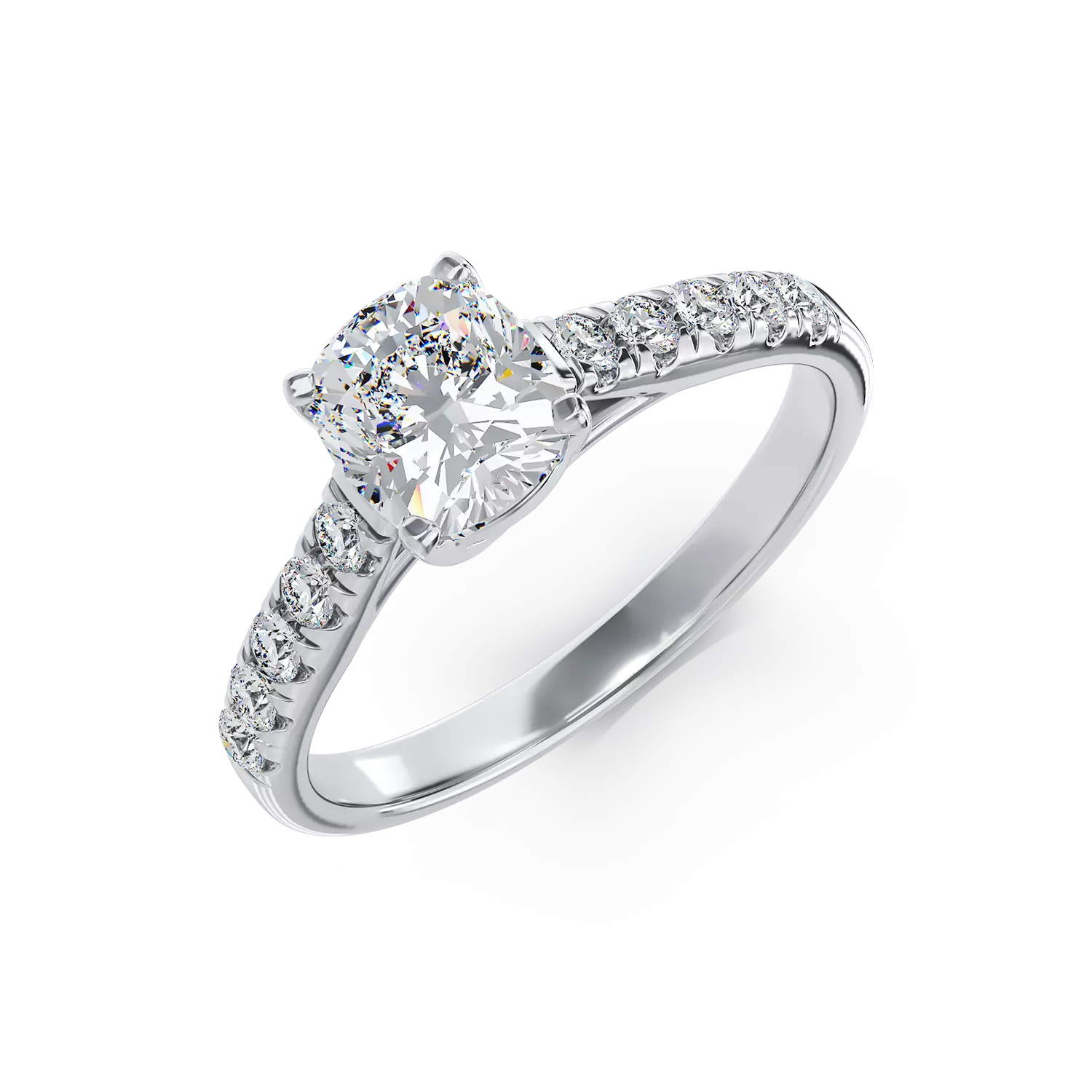 18K fehérarany eljegyzési gyűrű 0.94ct gyémánttal és 0.22ct gyémántokkal