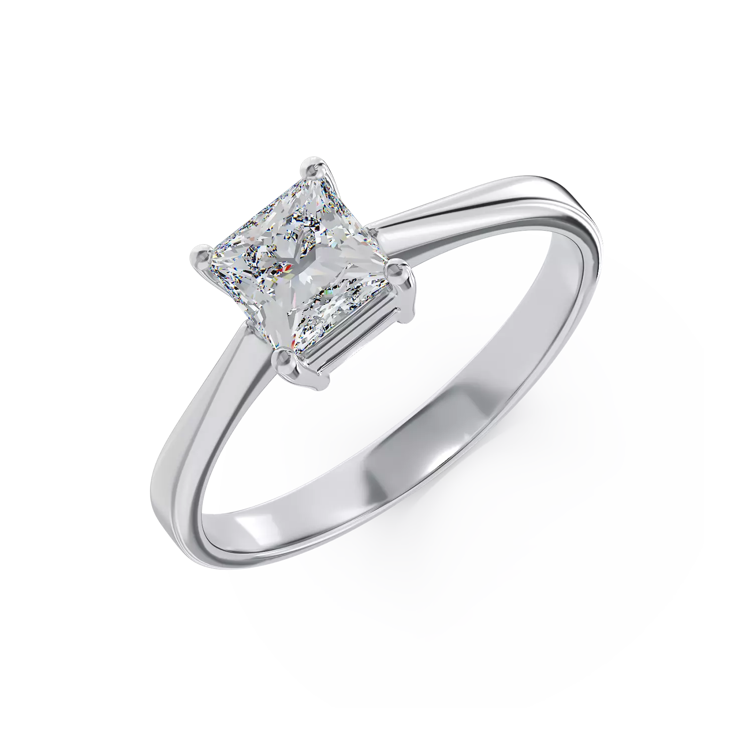 Inel de logodna din aur alb de 18K cu diamant solitaire de 0.91ct
