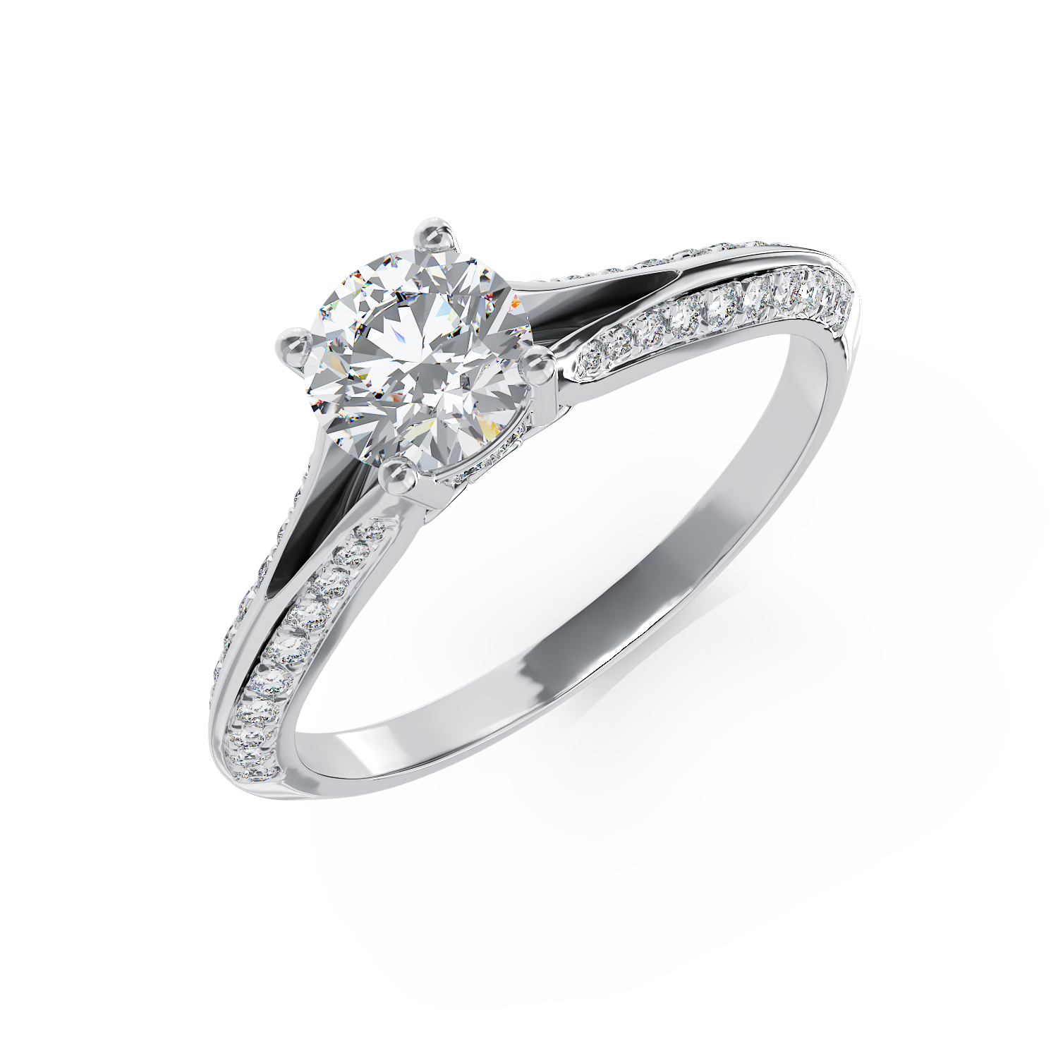 18K fehérarany eljegyzési gyűrű 0.55ct gyémánttal és 0.28ct gyémántokkal