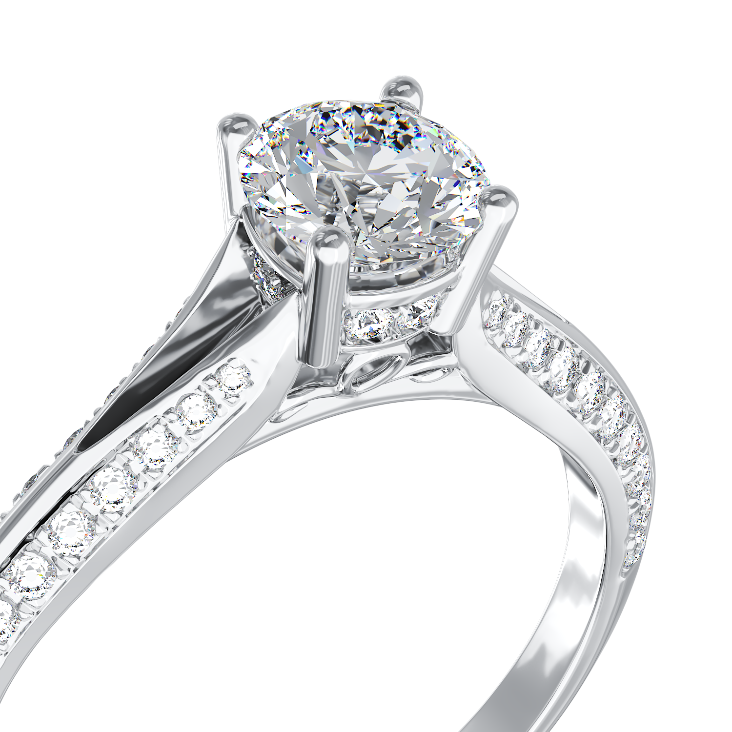18K fehérarany eljegyzési gyűrű 0.55ct gyémánttal és 0.28ct gyémántokkal