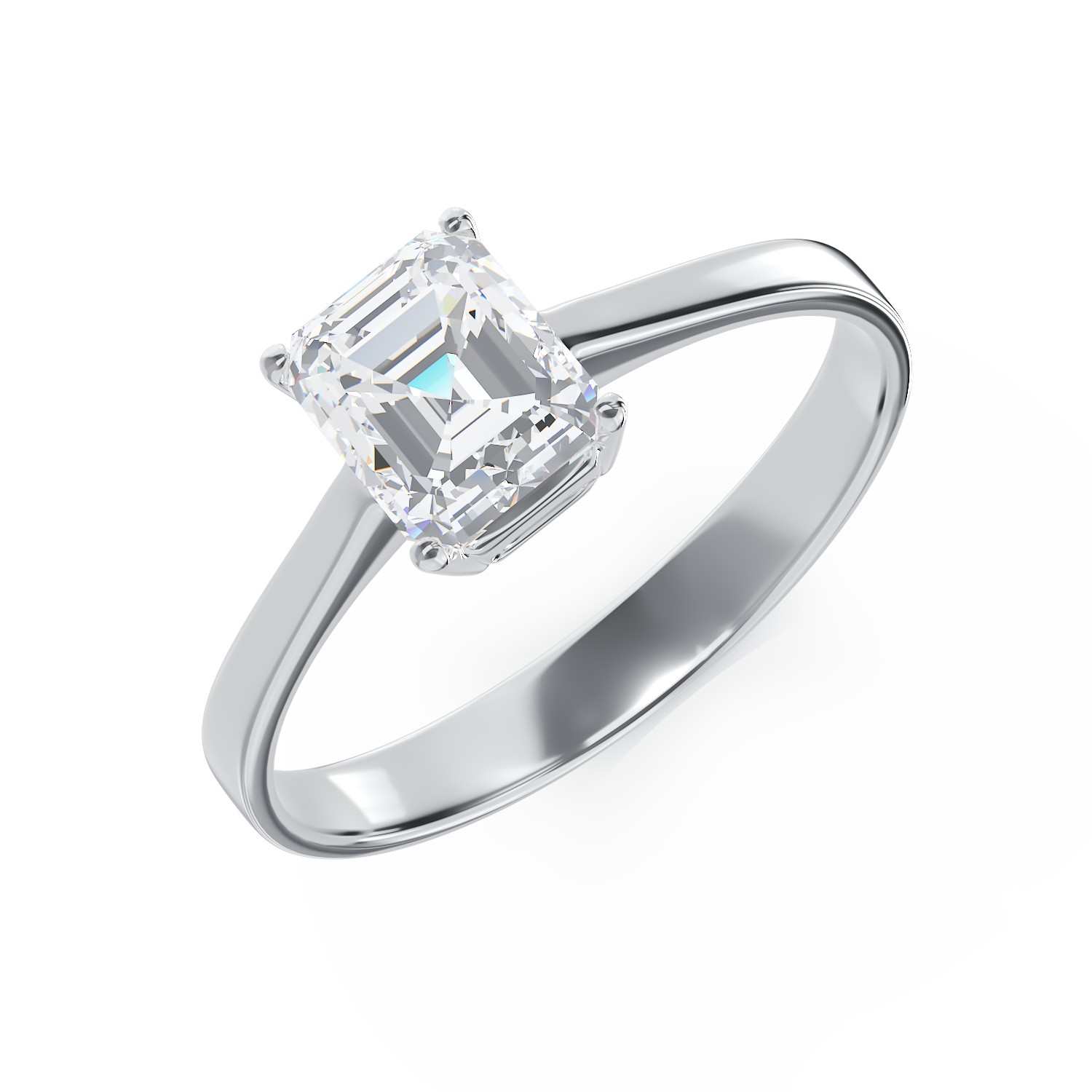 Inel de logodna din aur alb de 18K cu diamant solitaire de 1.11ct