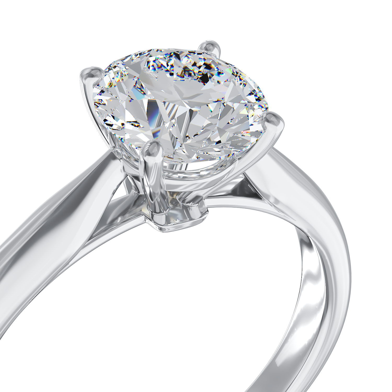 Inel de logodna din aur alb de 18K cu diamant solitaire de 0.9ct