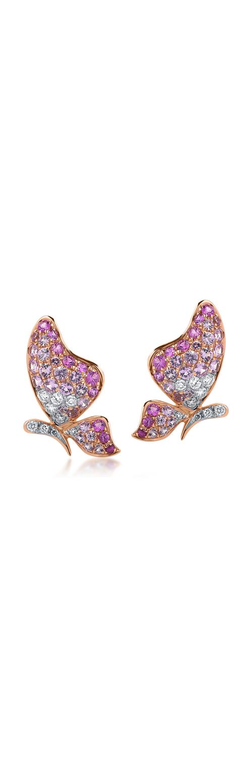 Rose gold earrings with 1.09ct sapphires and 0.2ct diamonds