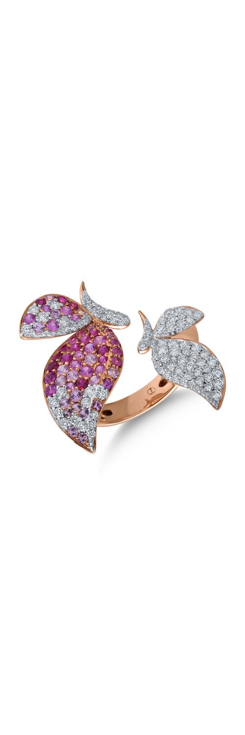 Rose gold ring with 1.75ct precious stones