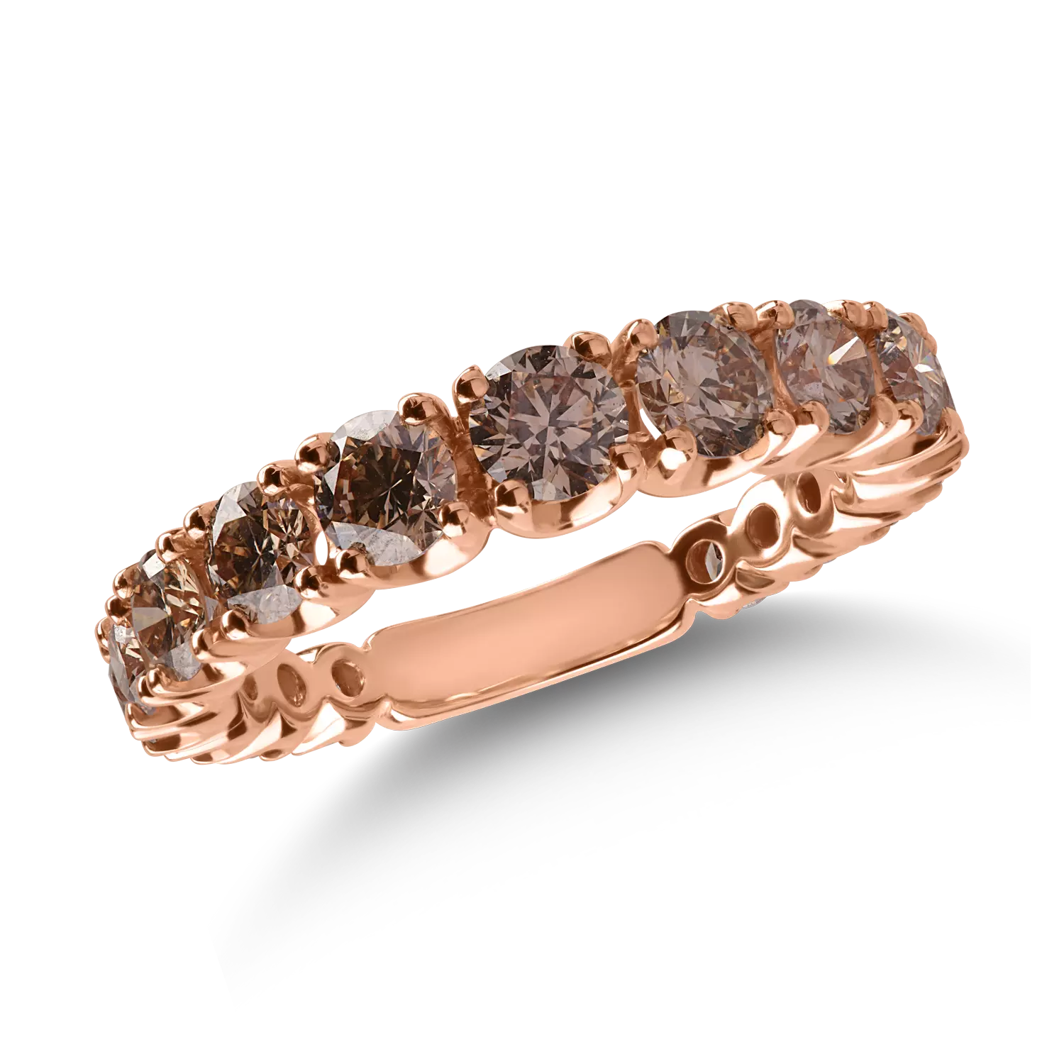 Half eternity ring in rose gold with 2.17ct brown diamonds