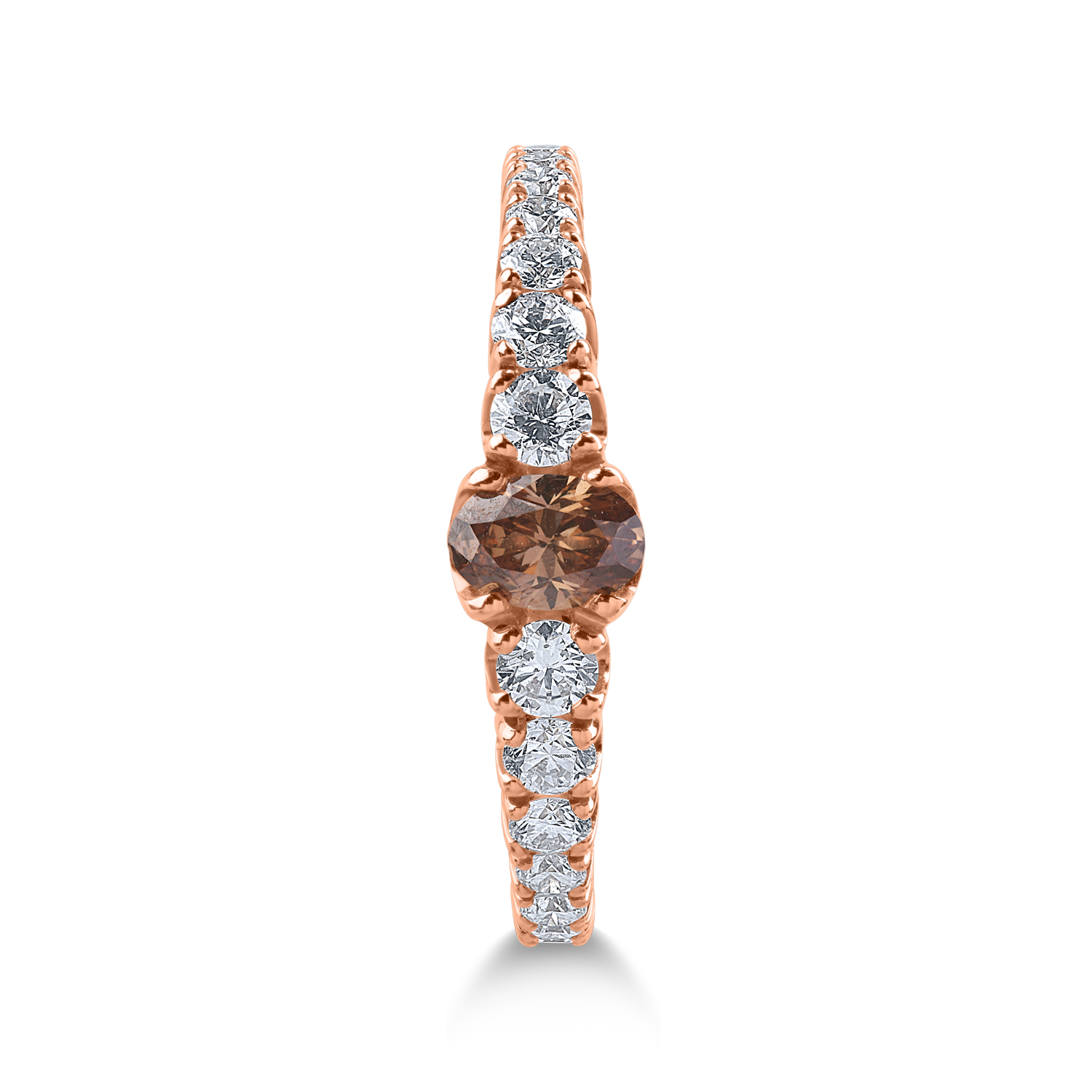 Rose gold ring with 0.3ct brown diamond and 0.73ct clear diamonds