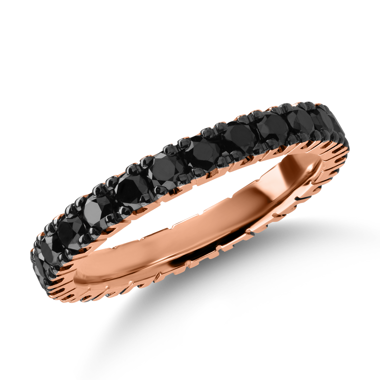 Half eternity ring in rose gold with 1.5ct black diamonds