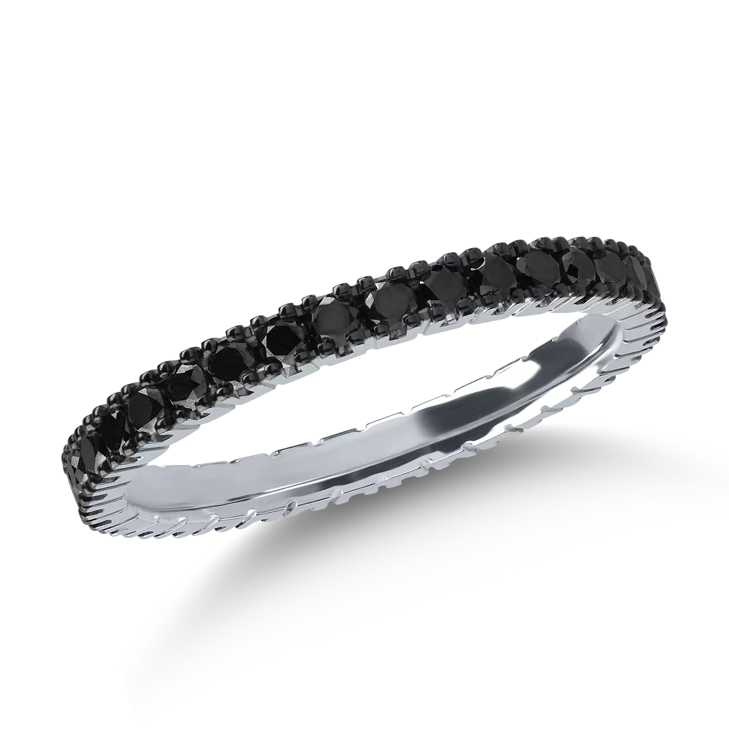 вечен пръстен от бяло злато с черни диаманти 0.7кт