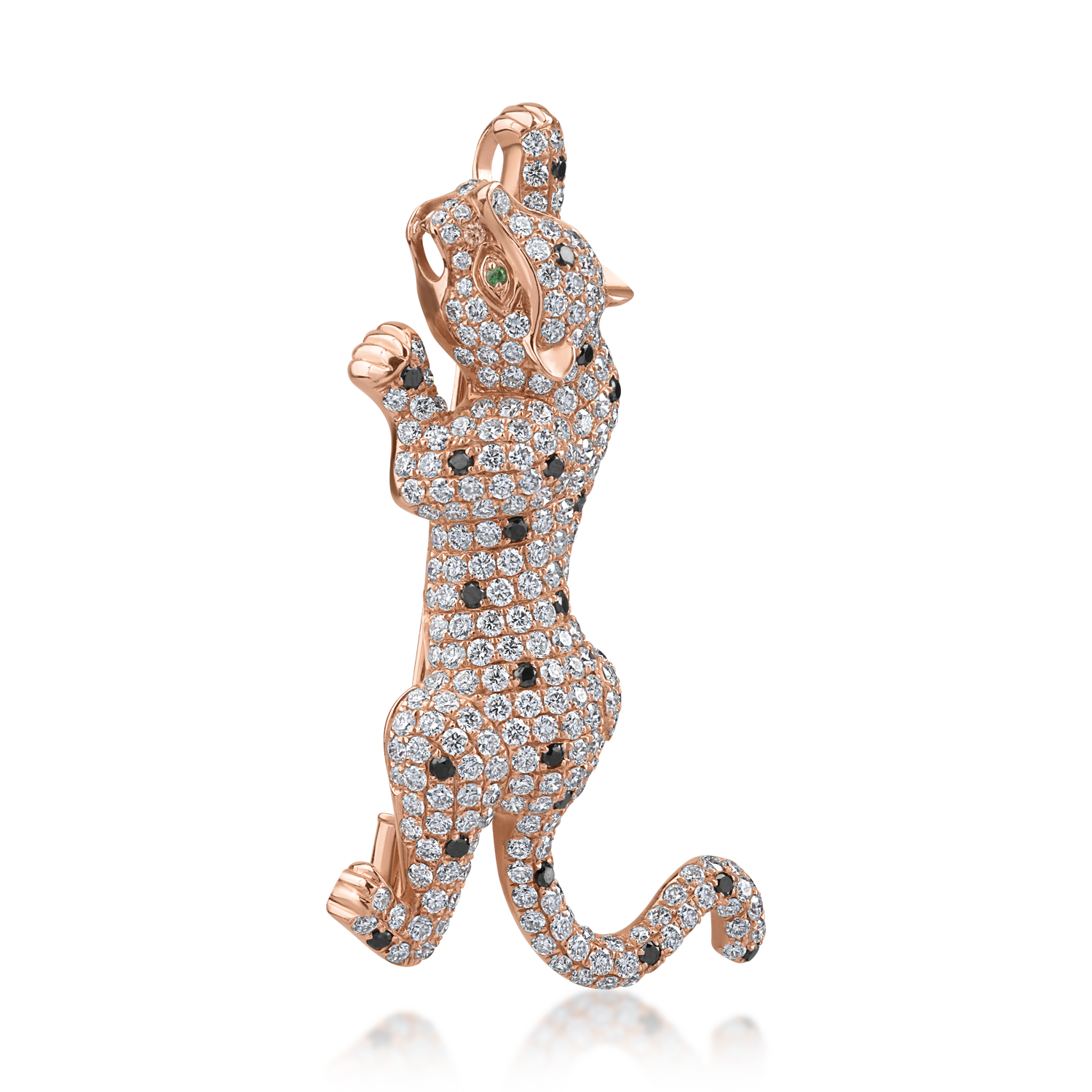 Rose gold brooch with 4.15ct diamonds and 0.01ct tsavorite
