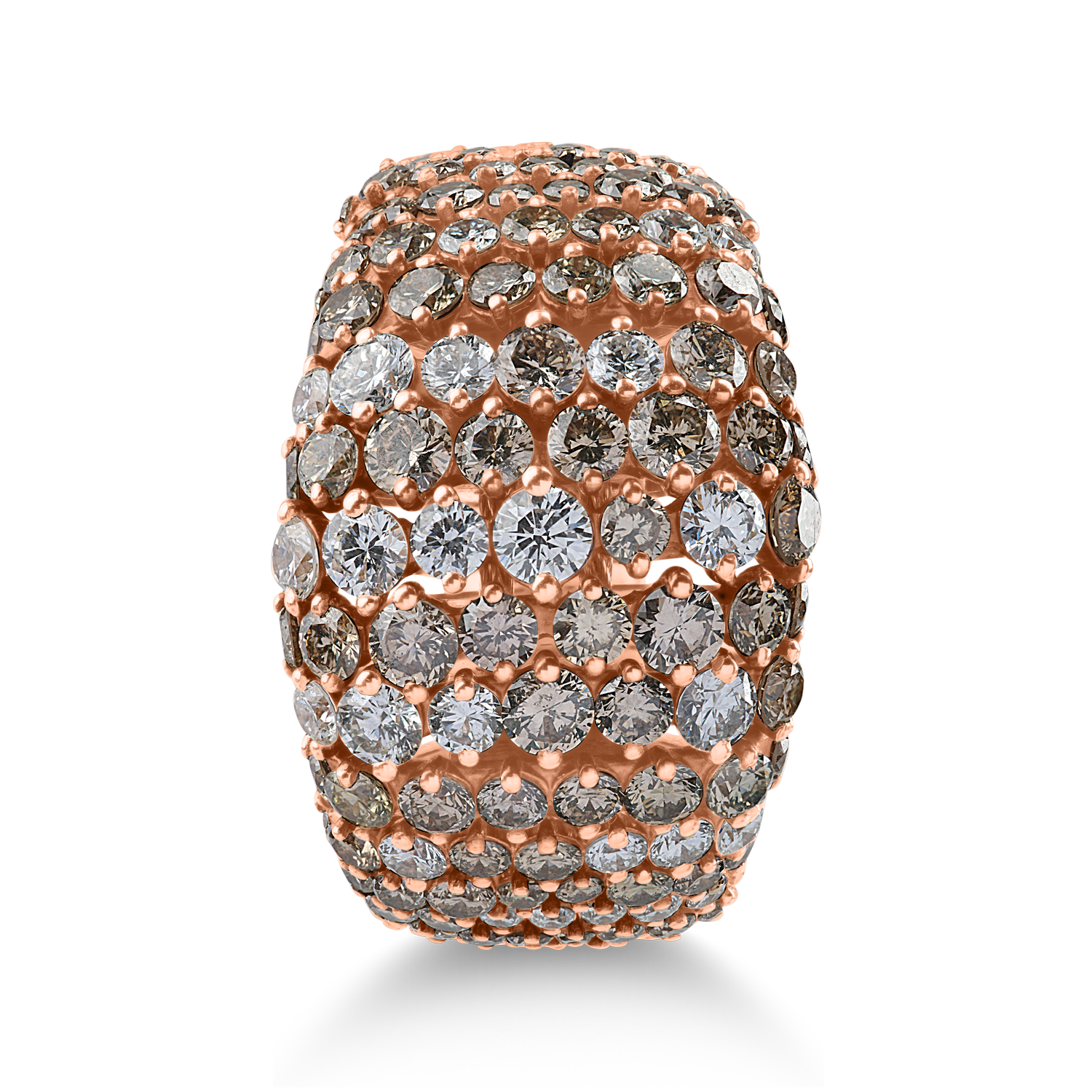 Rose gold ring with 2.97ct brown diamonds and 1.22ct clear diamonds