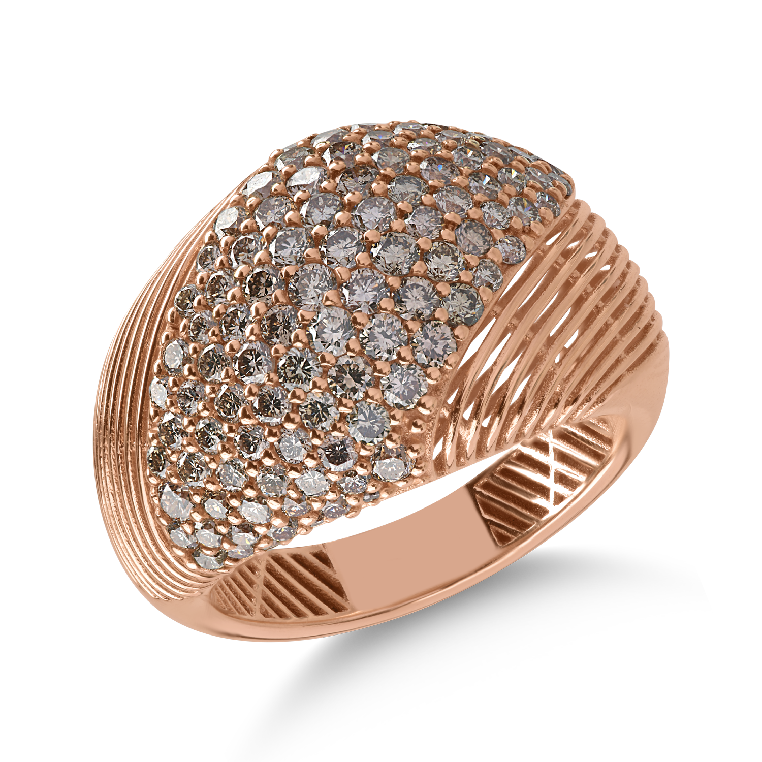 Rose gold ring with 1.93ct brown diamonds