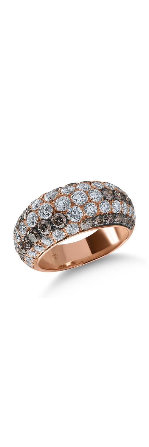 Inel din aur roz cu diamante transparente de 2.06ct si diamante maro de 1.43ct