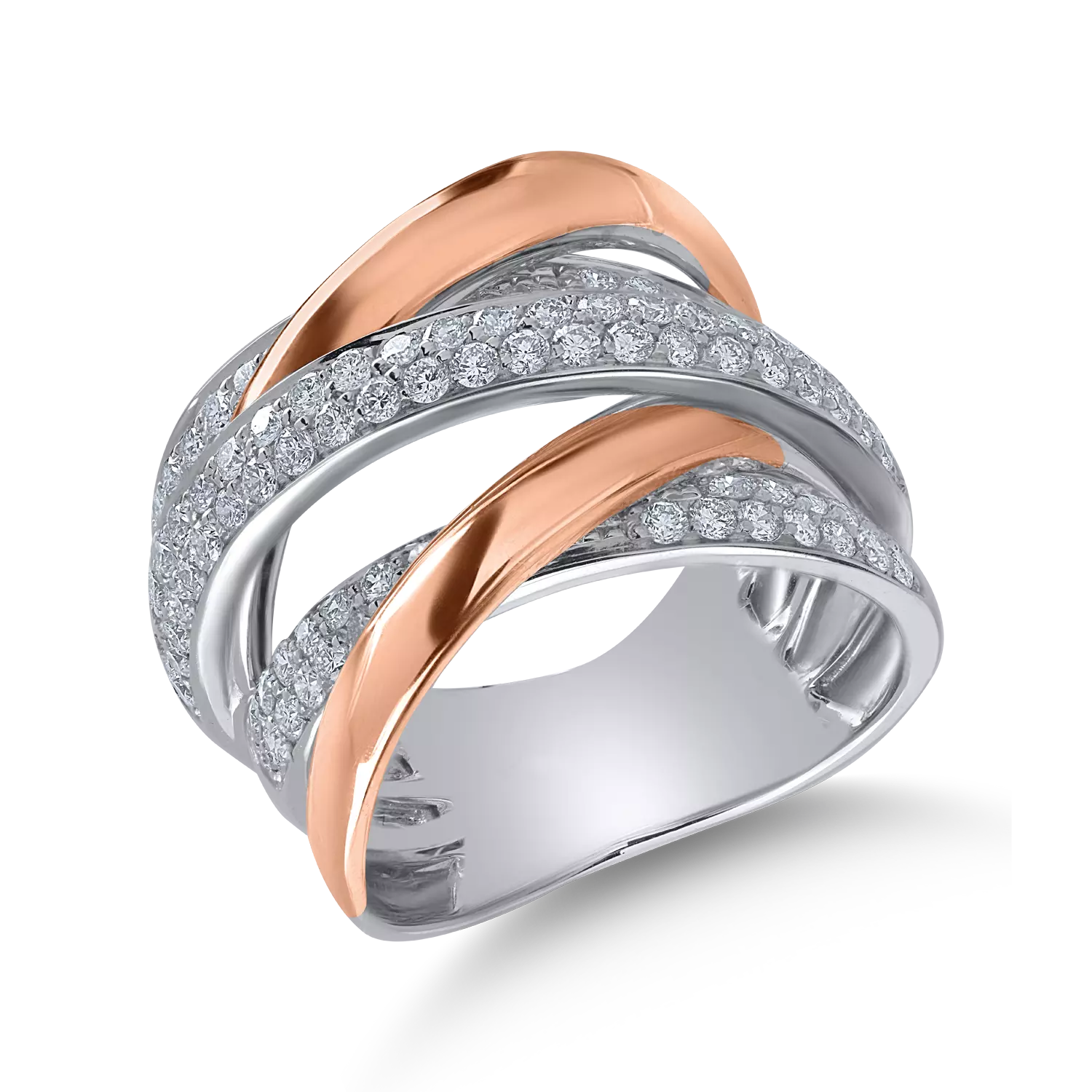 Inel din aur alb-roz cu diamante de 1.1ct