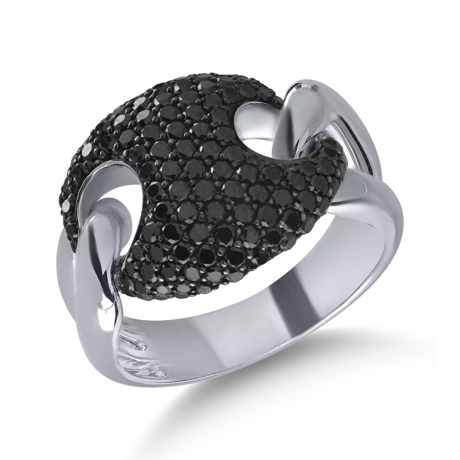 Fehérarany gyűrű 1.55ct fekete gyémántokkal