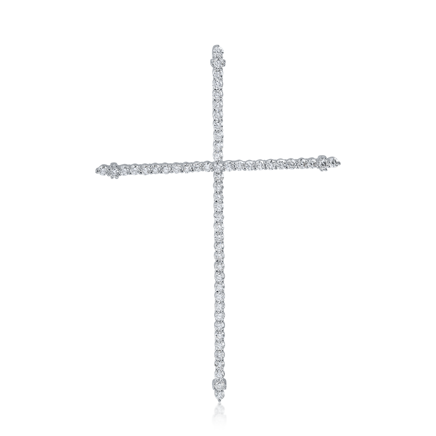 Pandantiv cruce din aur alb cu diamante de 1.92ct