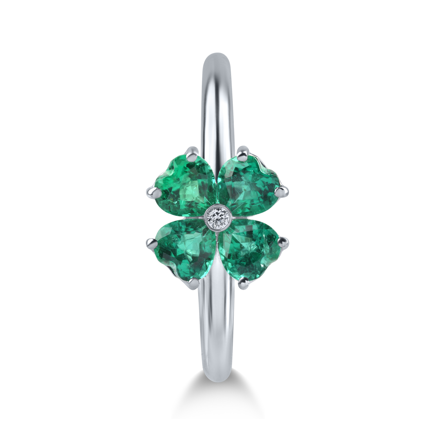 White gold ring with 0.8ct emeralds and 0.01ct diamond