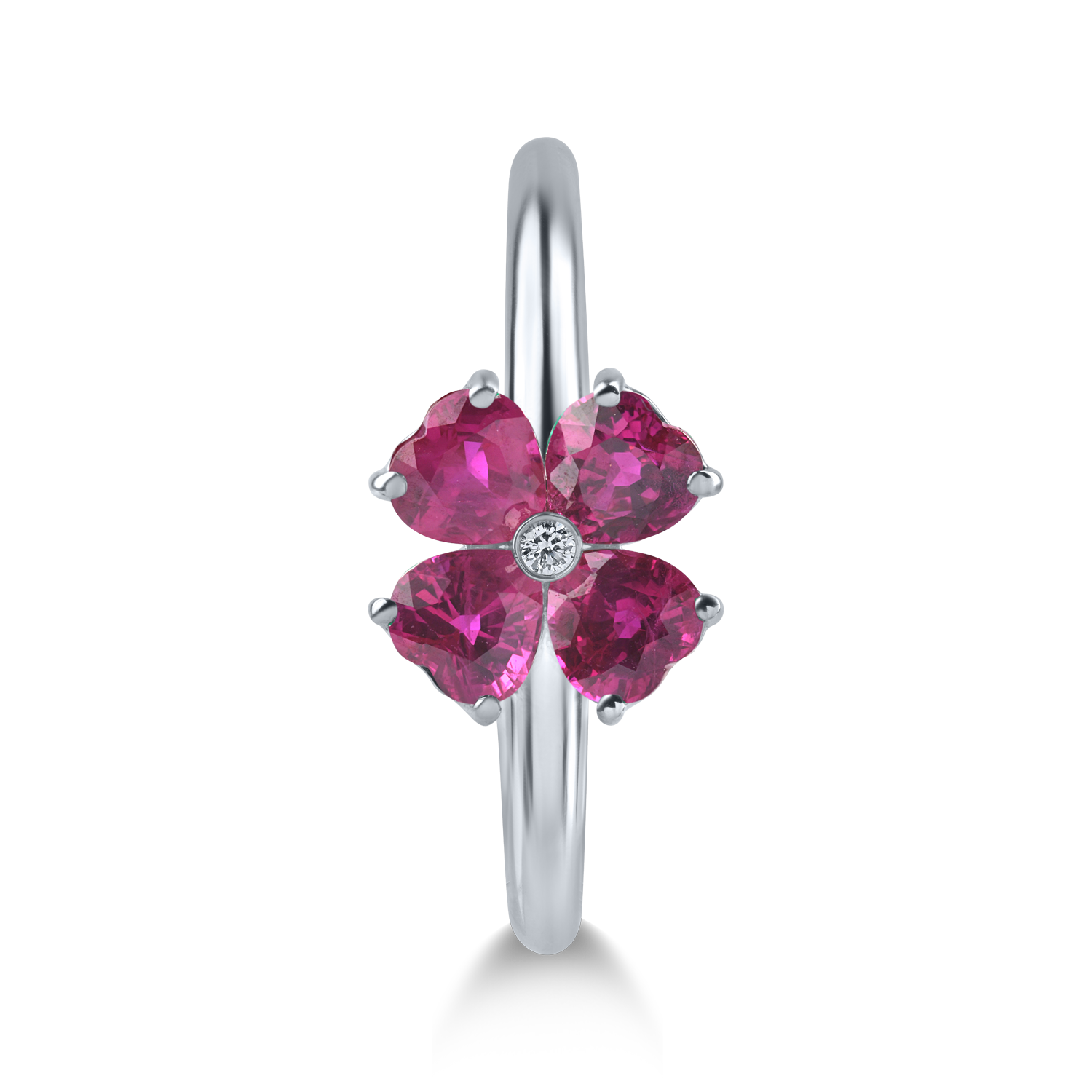 White gold ring with 1.12ct rubies and 0.01ct diamond
