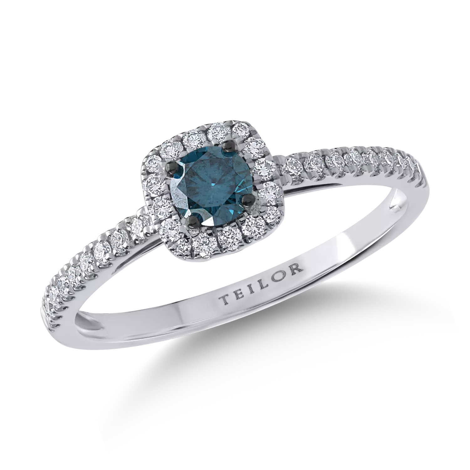 White gold ring with 0.24ct blue diamond and 0.23ct clear diamonds