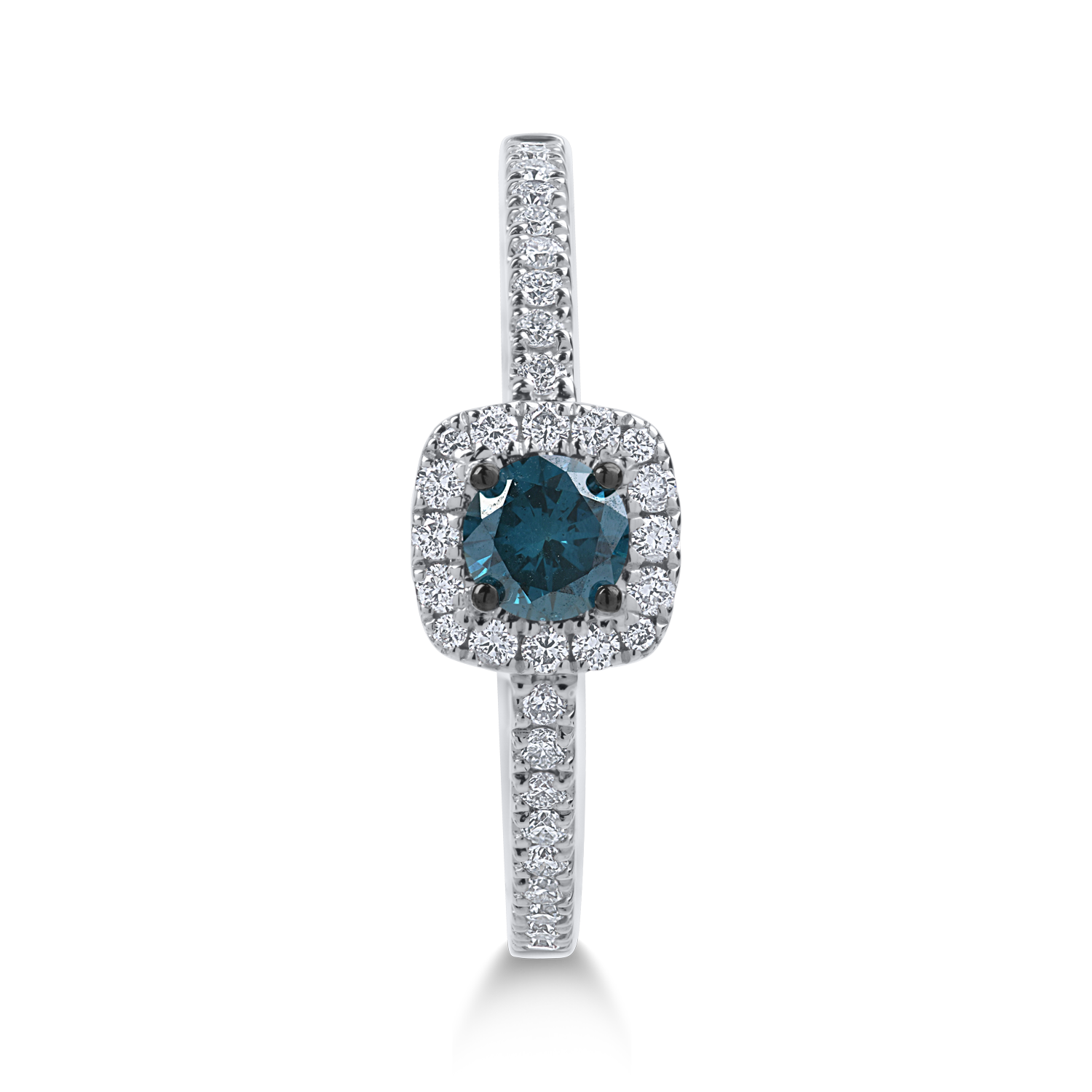 Inel din aur alb cu diamant albastru de 0.24ct si diamante transparente de 0.23ct