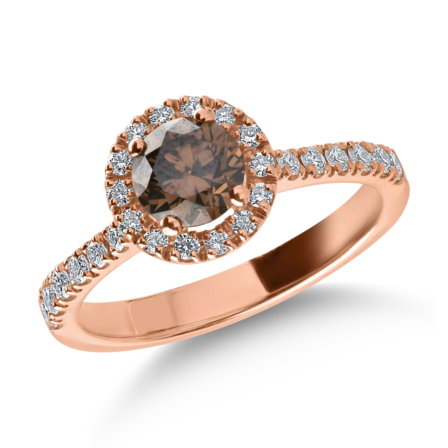 Rose gold ring with 0.73ct brown diamond and 0.36ct clear diamonds