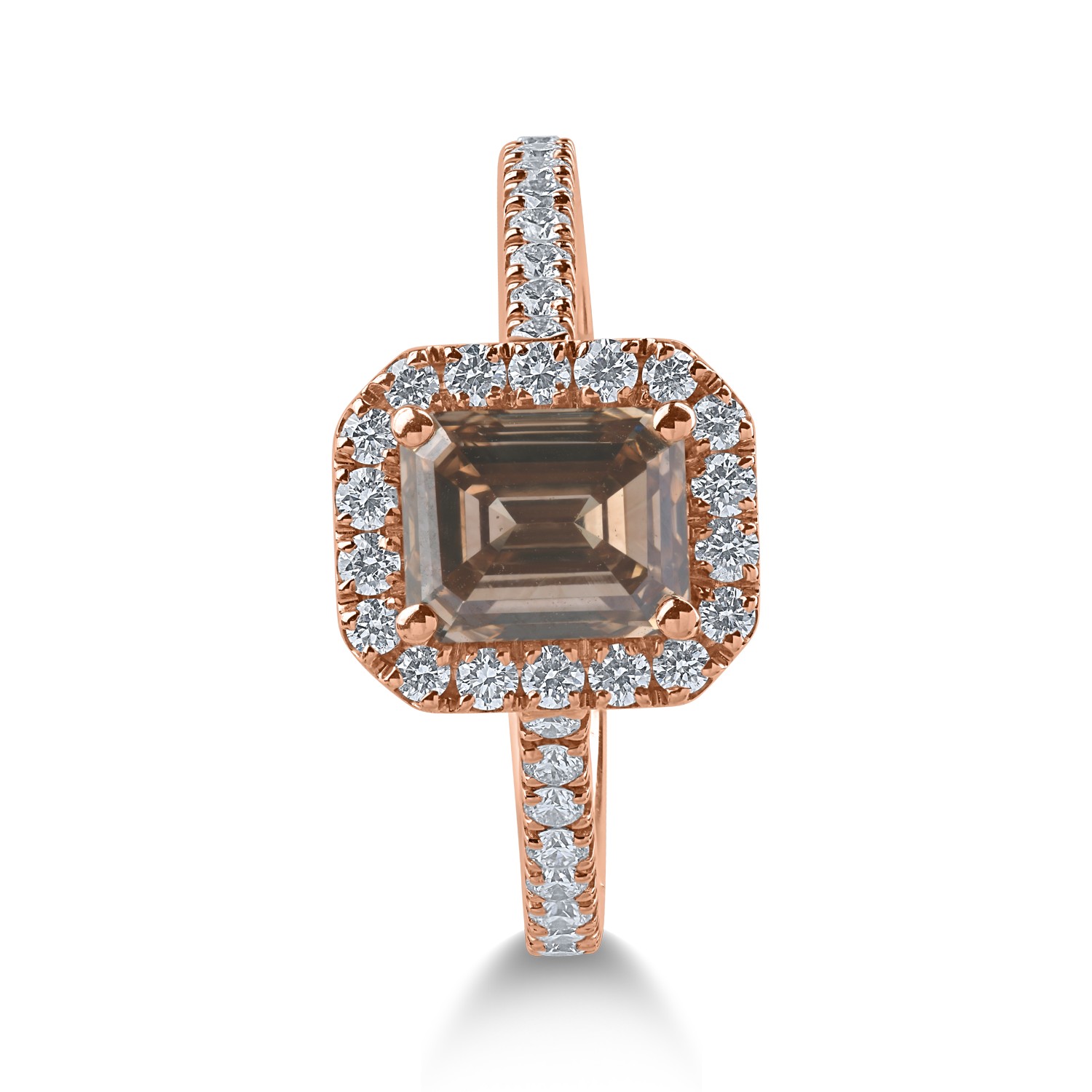 Inel din aur roz cu diamant maro de 1.52ct si diamante transparente de 0.54ct