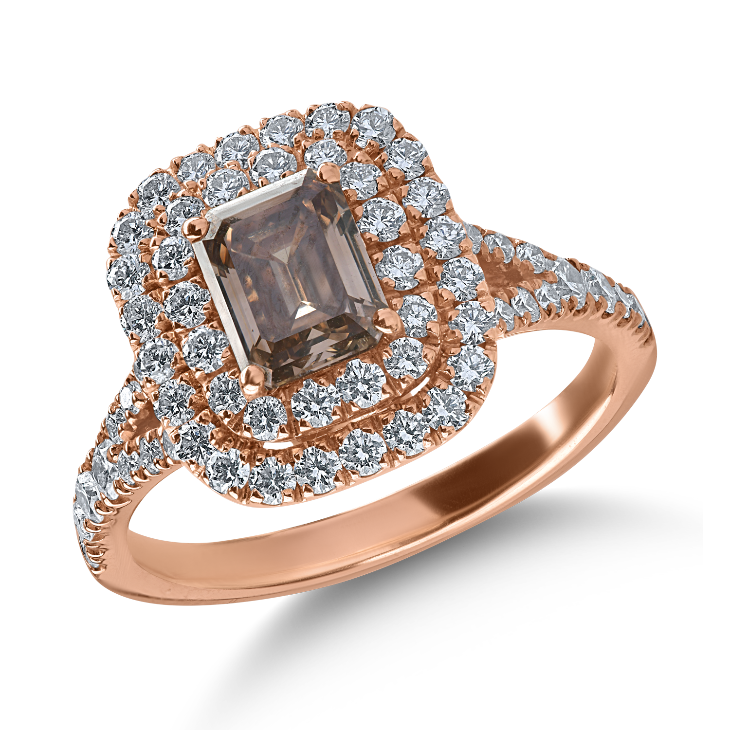 Inel din aur roz cu diamant maro de 1.08ct si diamante transparente de 0.86ct TEILOR poza noua reduceri 2022