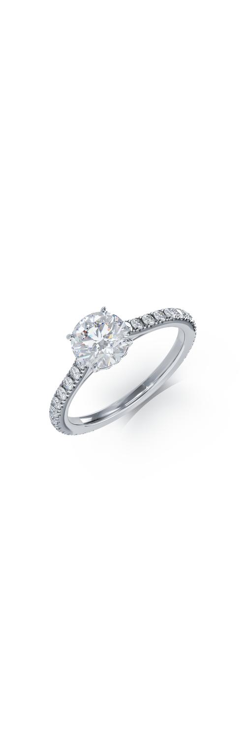 Годежен пръстен от бяло злато с 1.02ct диамант и 0.54ct диаманти