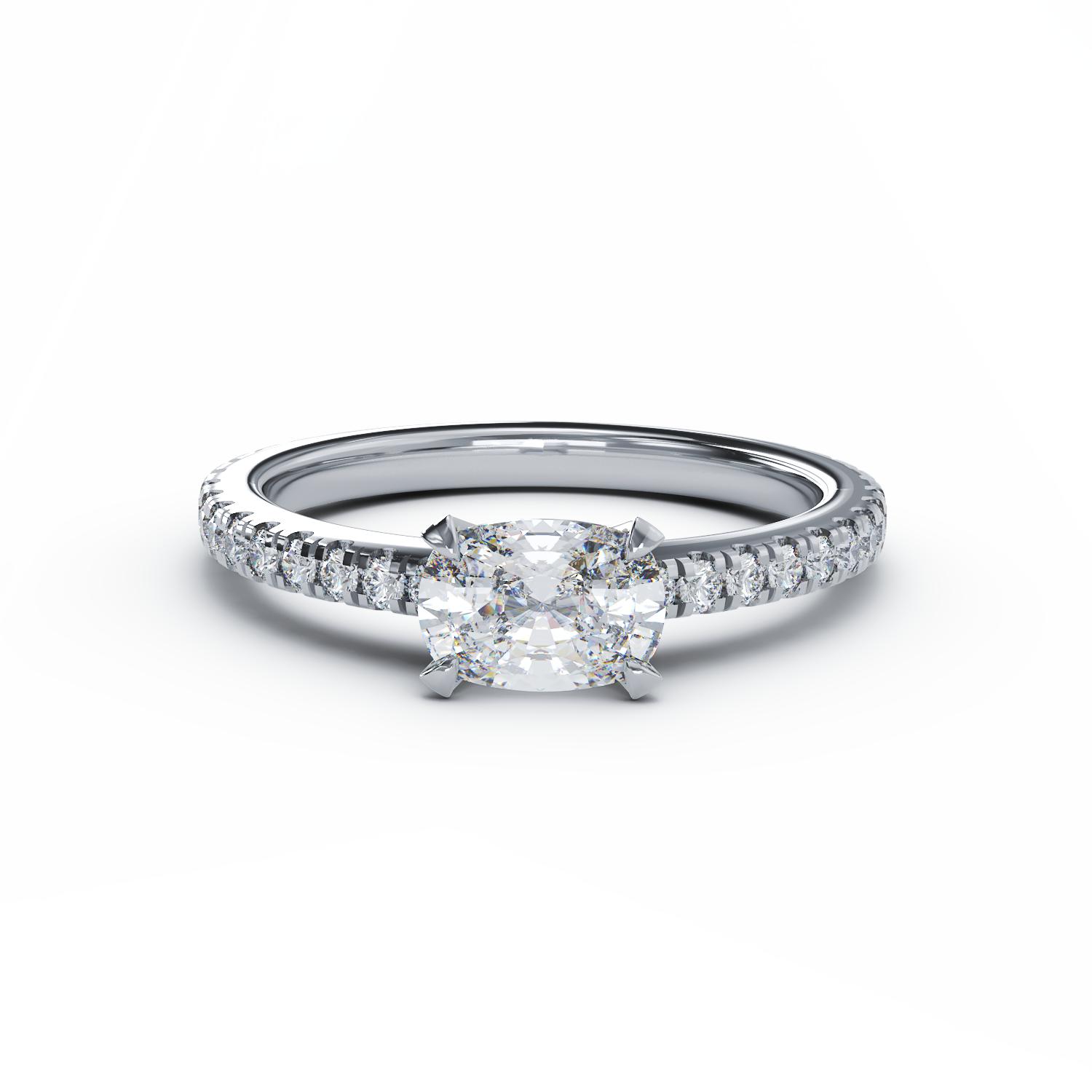 Inel de logodna din aur alb cu diamant de 0.72ct si diamante de 0.5ct