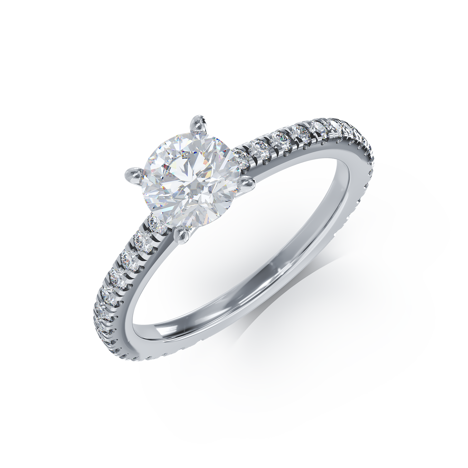Fehérarany eljegyzési gyűrű 1ct gyémánttal és 0.46ct gyémántokkal