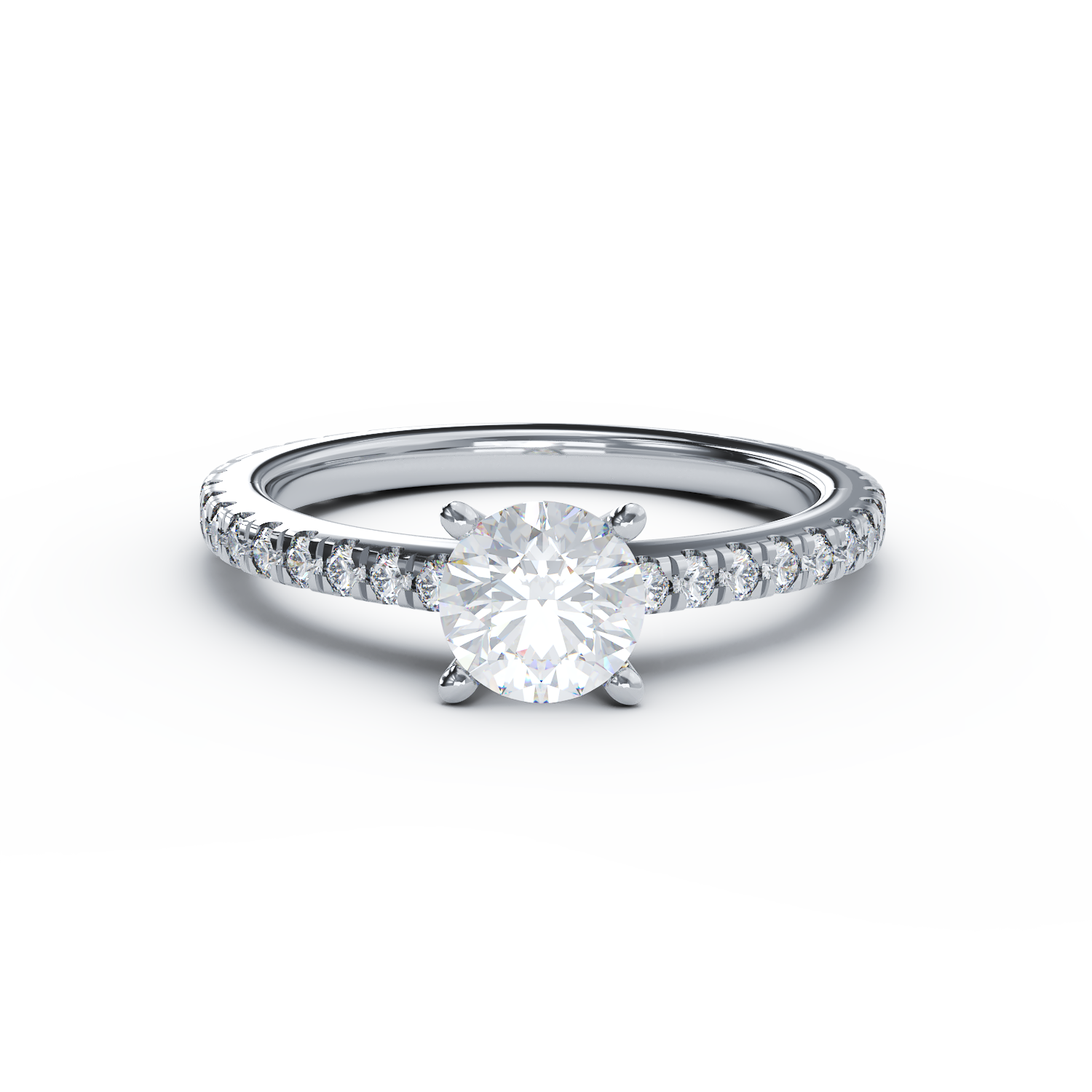 Inel de logodna din aur alb cu diamant de 1ct si diamante de 0.46ct