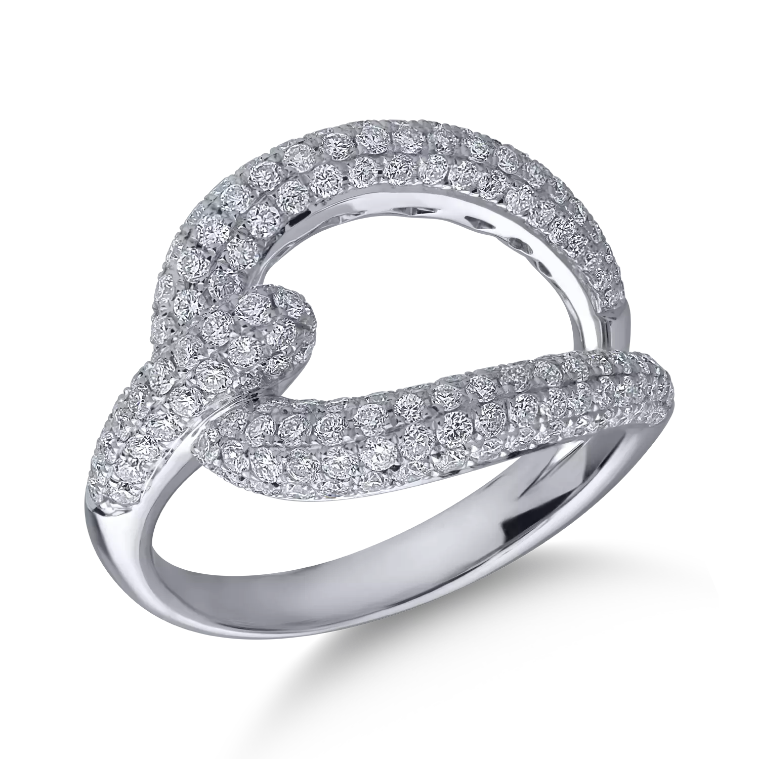 Геометричен пръстен от бяло злато с 1.2кт диаманти