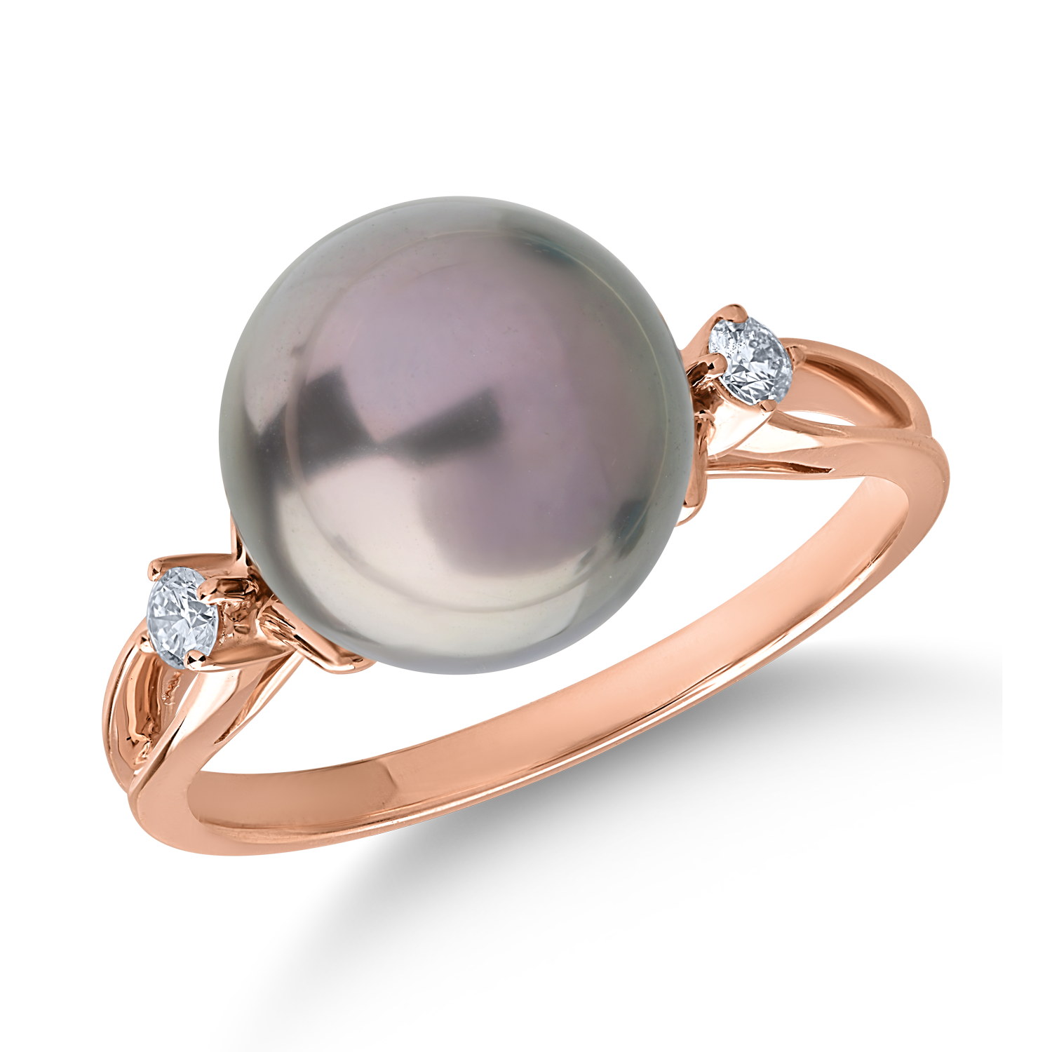 Inel din aur roz cu diamante de 0.08ct si perla de cultura TEILOR poza noua reduceri 2022