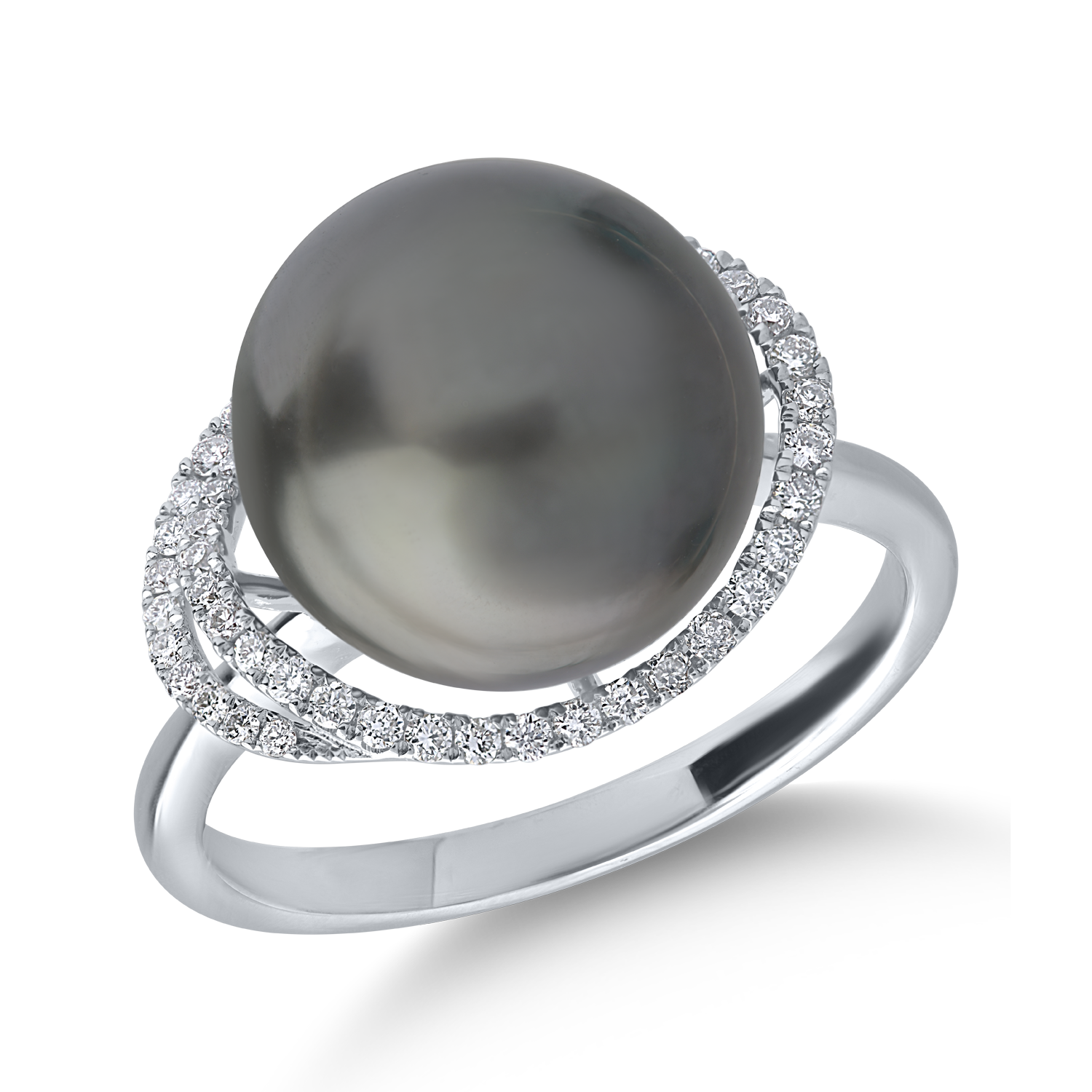 Inel din aur alb cu diamante de 0.23ct si perla de cultura TEILOR poza noua reduceri 2022