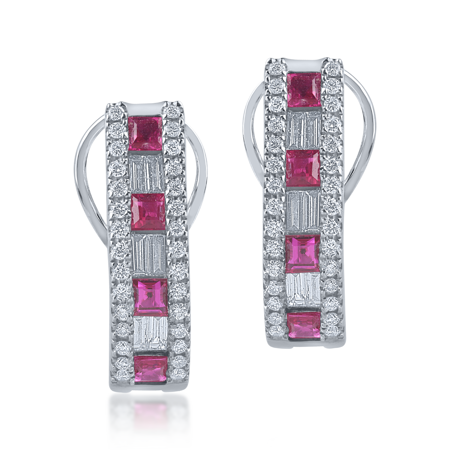 White gold earrings with 0.52ct rubies and 0.44ct diamonds