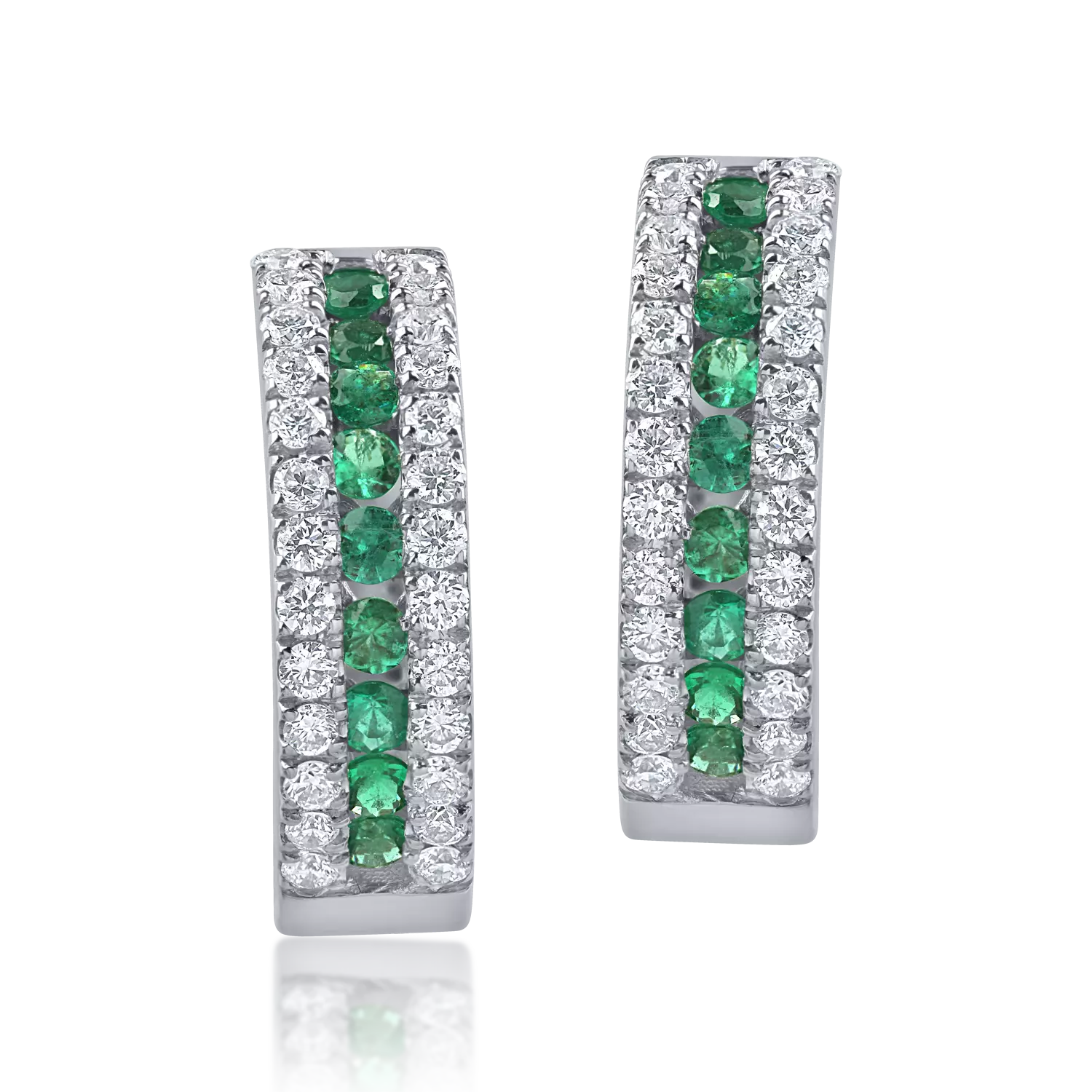 White gold earrings with 0.26ct emeralds and 0.32ct diamonds